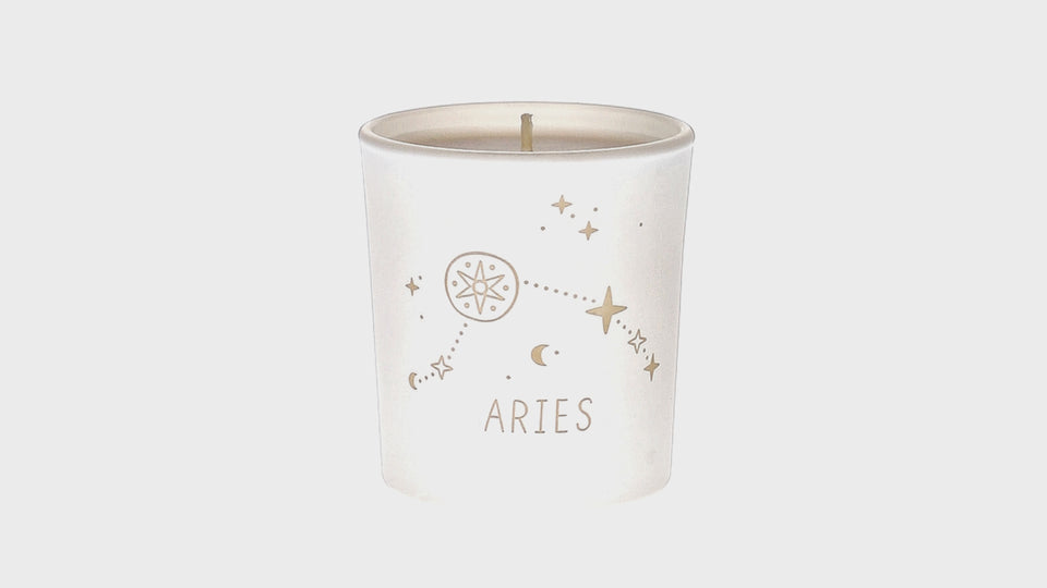 Aries Zodiac White Scented Candle