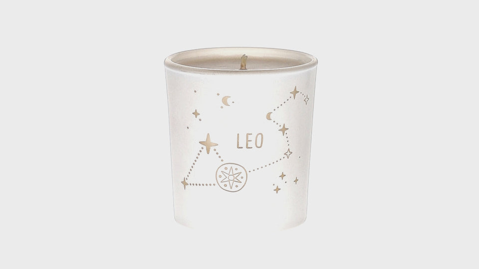 Leo Zodiac White Scented Candle