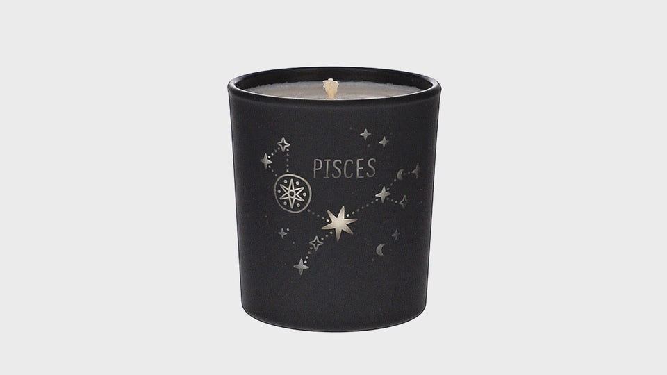 Pisces Zodiac Black Scented Candle