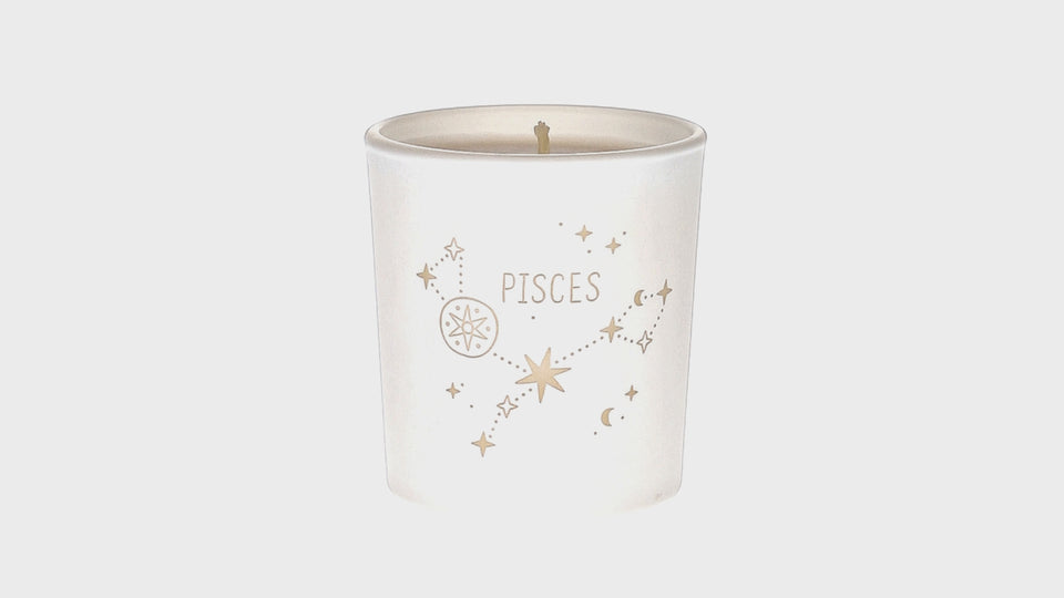 Pisces Zodiac White Scented Candle