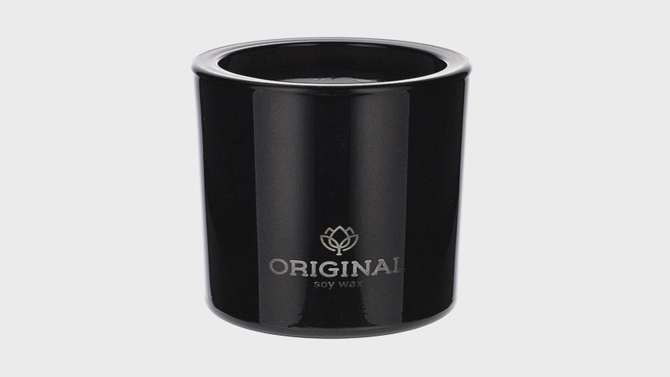 Glossy Black Round Glass Soy Candle