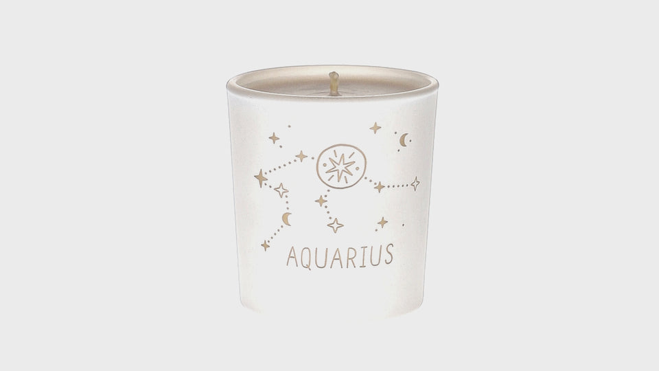 Aquarius Zodiac White Scented Candle